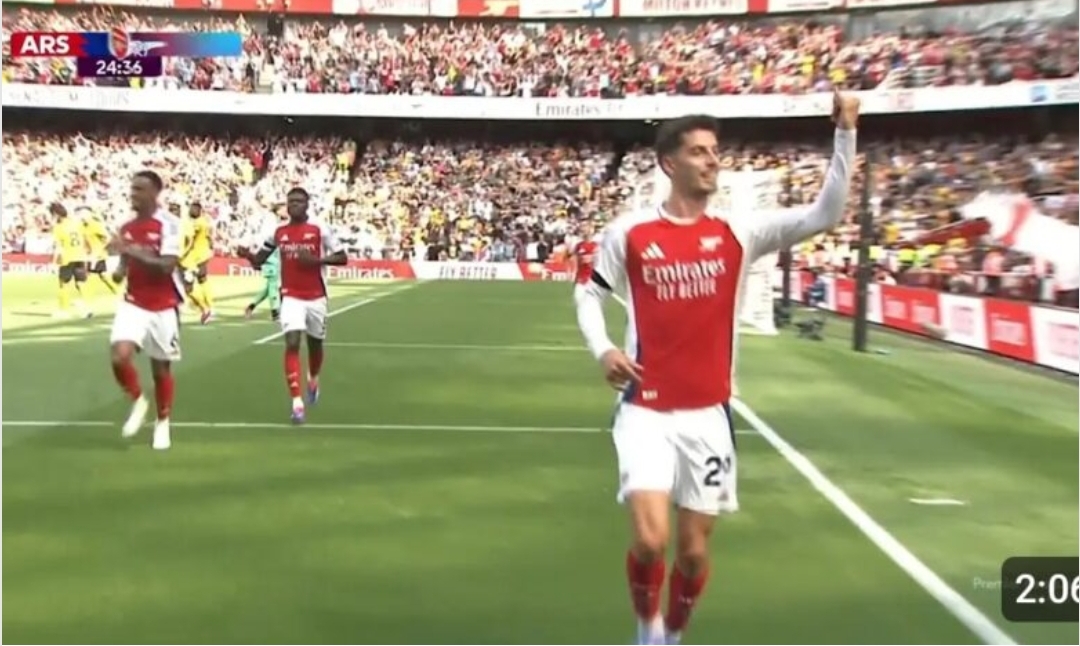 You are currently viewing GOAAAL: Kai Havertz scores a goal never seen in football history to give Arsenal lead against Wolves- UNDOUBTEDLY GOAL OF THE SEASON