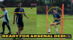 Read more about the article Mikel Merino is back in Arsenal training to face Tottenham following Declan Rice’s red card. Congratulations, Arsenal fans.