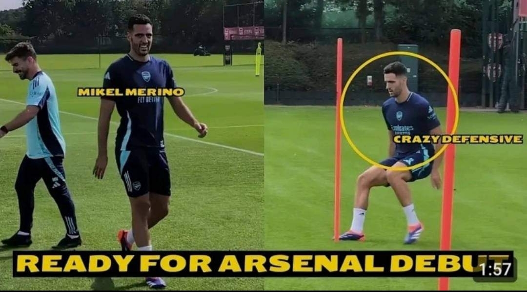 You are currently viewing Mikel Merino is back in Arsenal training to face Tottenham following Declan Rice’s red card. Congratulations, Arsenal fans.